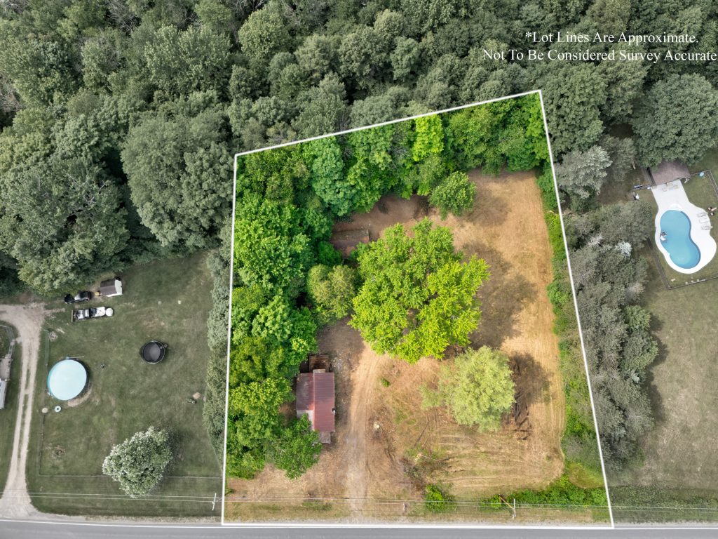 Aerial Drone Real Estate Photo of Property in Rome NY with Lot Line Overlay Shot by New York Real Estate Photography