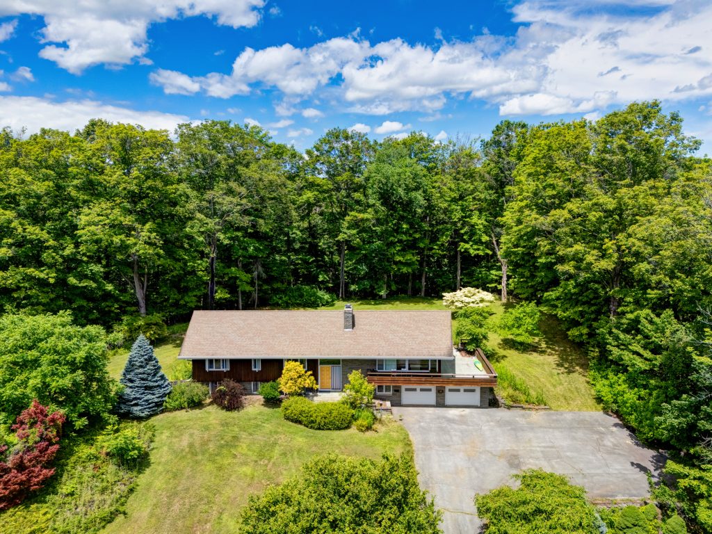 Aerial Real Estate Photograph of Front Elevation of Property in Oneonta NY Shot by New York Real Estate Photography