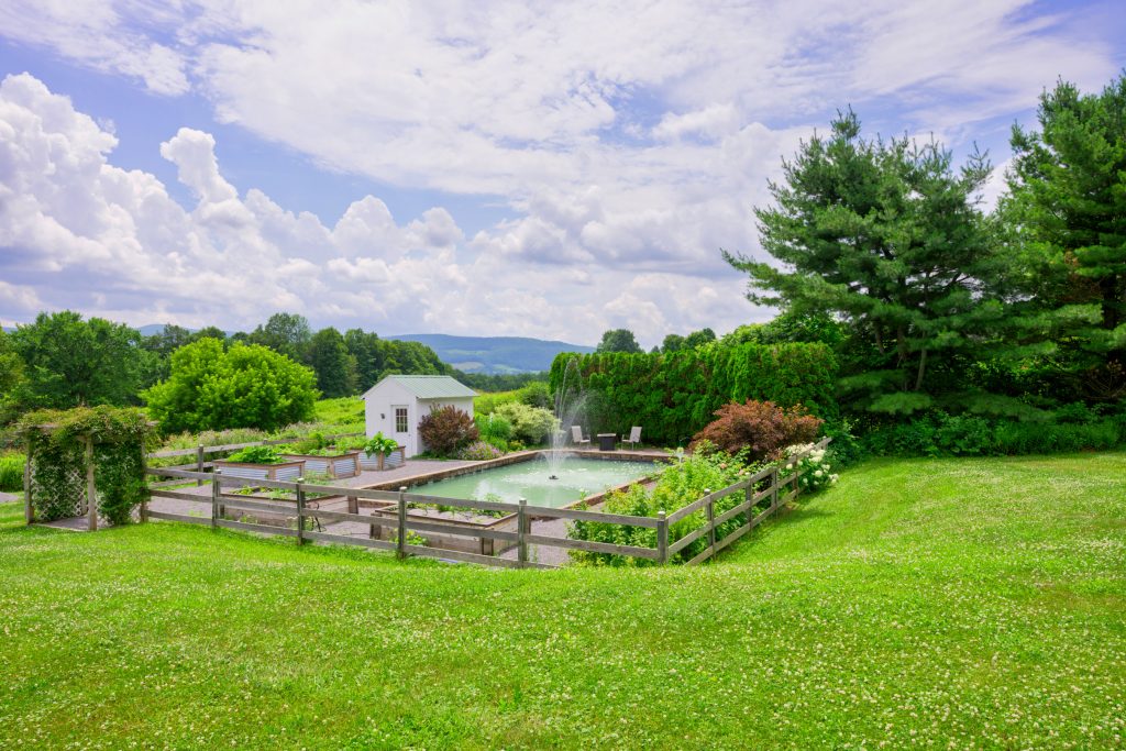 Garden with Fountain on Property in Cobleskill NY Shot by New York Real Estate Photography